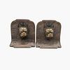 Pair of Adorable Heavy Bronze Dog Bookends