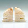 2pc Hand Carved Marble Onyx Bookends
