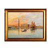 Sunset on the Doge Palace in Venice, Original Oil, Signed
