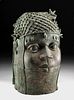 Superb 17th C. African Benin Bronze Oba Ruler Head