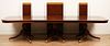Large Regency Style Three Pedestal Inlay Ext. Dining Table