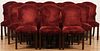 Set Of 12 Red Upholstered Dining Chairs