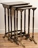 Set Of 3 19th C. Black Lacquered Nesting Tables