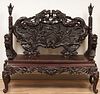 Finely Carved Japanese Dragon Bench