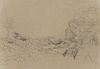 T. WEBER (1813-1875), Rocks and boulders, nature sketch, Pencil