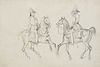 A. ADAM (1786-1862), Two soldiers on horseback, Pencil