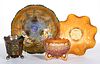 ASSORTED CARNIVAL GLASS ARTICLES, LOT OF FOUR