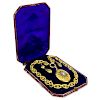Important Georgian English  Rose Cut Diamond and 19 Karat Yellow Gold Pendant Locket Necklace and Earring Suite in fitted box