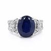 Oval Blue Sapphire Ring 4.88 ct. w/diamonds