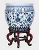 Chinese Ceramic Blue and White Fishbowl Planter