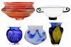 Five American Art Glass Vases