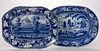 STAFFORDSHIRE BRITISH VIEW TRANSFER-PRINTED CERAMIC PLATTERS, LOT OF TWO