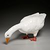 Large French glazed ceramic model of a goose