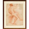 Old Master School, sanguine drawing, male nude