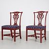 Nice pair Chinese Chippendale lacquered chairs