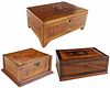 Three Hand-Crafted Inlaid Wood Boxes