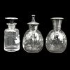 Three Vintage Glass and Sterling Perfume Bottles