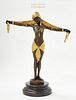 A Post D.H, Chiparus Scarf Dancer, Patinated Bronze Figurine, Signed