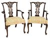 Pair of Schmeig and Kotzian Chippendale Style Mahogany Armchairs