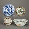 Group of 5 Chinese Porcelain Plates & Basin