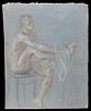 Paul Cadmus Seated Male Nude Crayon on Paper