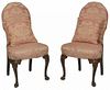 Pair Queen Anne Style Carved Mahogany
