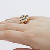 14k Yellow Gold Pearl & Sapphire Ring