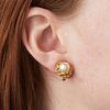 18k Yellow Gold Pearl Earrings