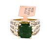 Luxurious Emerald and Diamonds 14K Yellow Gold Ring