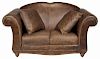 Contemporary Brown Leather-Upholstered