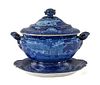 Historical blue Staffordshire Bellville on the Pas