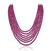 Multi-Strand Ruby Bead Necklace