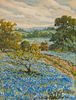 Late 19th/Early 20th Century American School, Wildflowers and distant landscape, Watercolor on paper, Sight: 18,5" H x 14.25" W