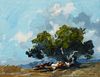 Douglass Parshall (1899-1990), "Big Oak Tree," 1968, Oil on Masonite, 14" H x 18" W