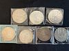 Group of 7 1921 Mexico Dos Peso Silver Coins 100th Anniversary of Independence