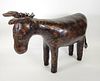 Vintage Dimitri Omersa for Abercrombie and Fitch Leather Donkey Footstool Ottoman