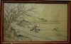 CHINESE WATERCOLOR PAINTING OF A HUNT SCENE, QING DYNASTY