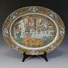 RARE LARGE ANTIQUE CHINESE ROSE MEDALLION FISH PLATE - CIRCA 1840S