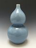 A CHINESE ANTIQUE LAVENDER-GLAZED DOUBLE-GOURD VASE, MARKED.