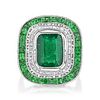 Emerald Diamond and Tsavorite Ring