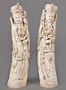 Pair of Chinese carved ivory guanyin, 13 1/2" h.