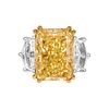 GIA Certified 11.18ct Natural Diamond Fancy Light Yellow Even VVS2 Radiant Shape Three-Stone