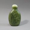 CHINESE ANTIQUE SPINACH JADE SNUFF BOTTLE - 19TH CENTURY