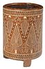 Moorish Style Bone Inlaid Hardwood Drum Form Planter