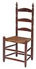 American Red Painted Oak and Walnut Ladder Back Side Chair