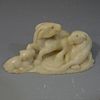 ANTIQUE CHINESE CARVED SOAPSTONE GOATS - REPUBLIC PERIOD