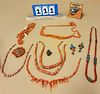 TRAY CORAL NECKLACES PIN AND EARRINGS