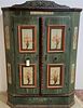 19TH C PAINTED 2 DOOR ARMOIRE DATED 1830 71"H X 50-1/2"W X 22-1/2"D