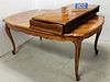 CENTURY CHERRY AND WALNUT PARQUET DINING TABLE 68"L X 45"W W/2 LEAVES