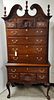 CHIPPNEDALE STYLE MAHOG 2 PART HIGHBOY 88"H X 42"W X 21"D